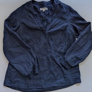 Boden 100% Linen Navy Blue Blouse Long Sleeve Women’s‎ Size 4